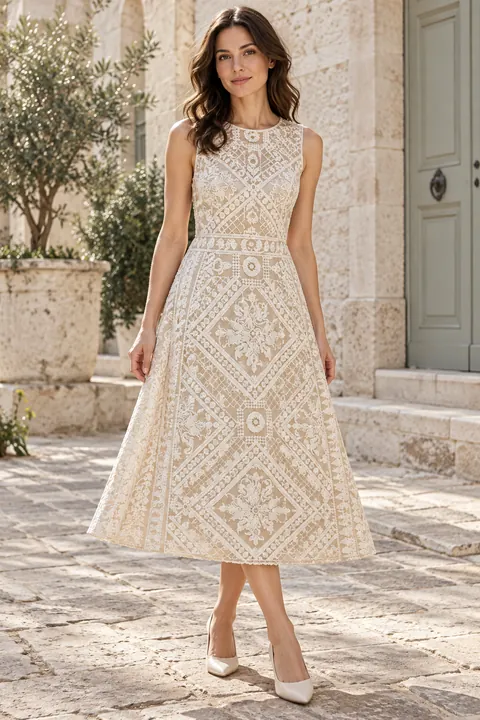 AI garment concept: Ivory embroidered dress using ZW-F2021