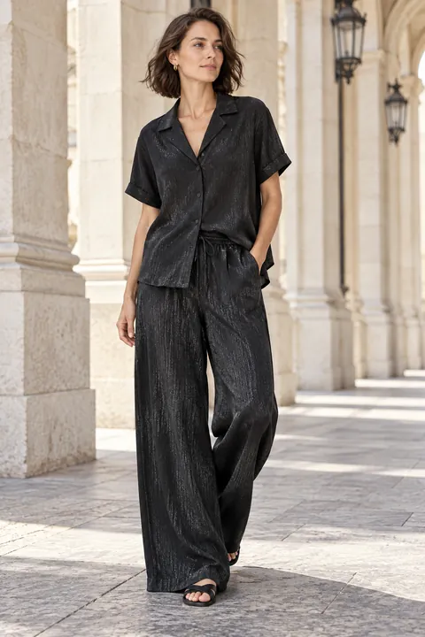 AI garment concept: Charcoal fluid coordinates using ZW-W4361