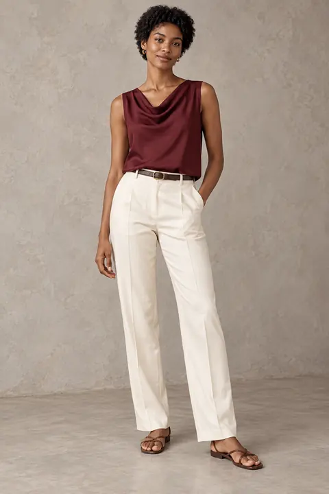 AI garment concept: Draped-neck top · ZW-W3715 using ZW-W3715