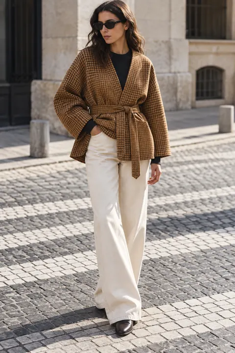 AI garment concept: Belted jacket · ZW-W4806 using ZW-W4806