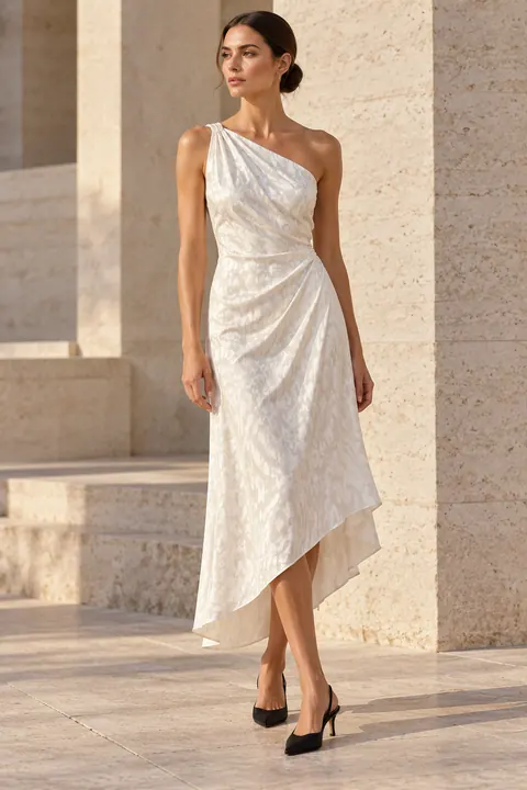 AI garment concept: Asymmetric midi dress · ZW-W3717 using ZW-W3717