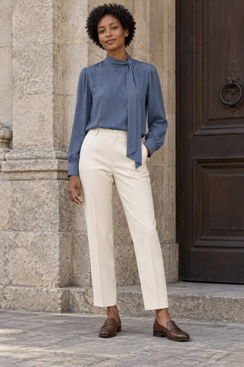 AI garment concept: Scarf-neck blouse · ZW-J2263 using ZW-J2263