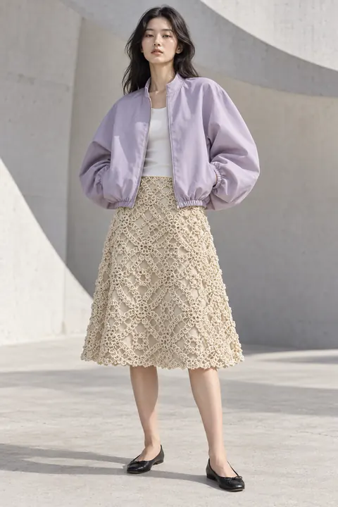 AI garment concept: Cocoon jacket and lace skirt · ZW-S6315 using ZW-S6315