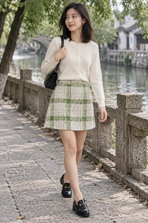 Checked tweed mini skirt · ZW-F4224 · Garment applications