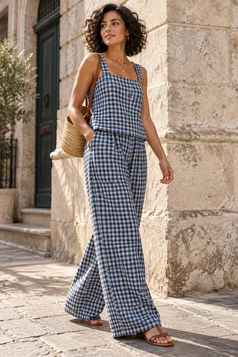 Gingham linen separates · ZW-W3463 · Garment applications