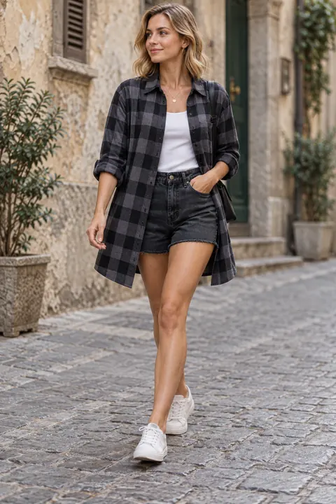 Checked linen overshirt · ZW-W3470 · Garment applications