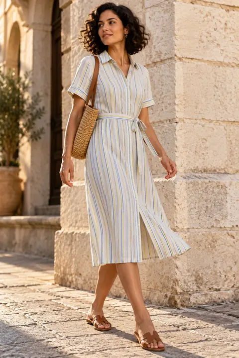 AI garment concept: Striped shirt dress · ZW-W3274 using ZW-W3274