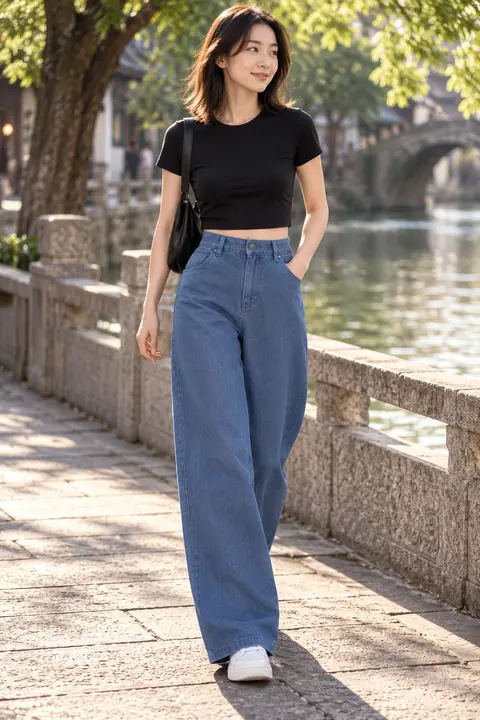 AI garment concept: Wide-leg denim trousers · ZW-W4178 using ZW-W4178