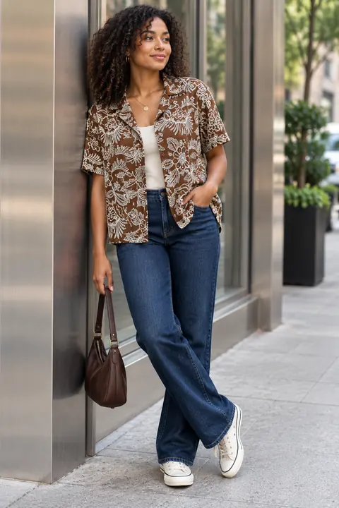 AI garment concept: Botanical embroidered shirt · ZW-F4858 using ZW-F4858