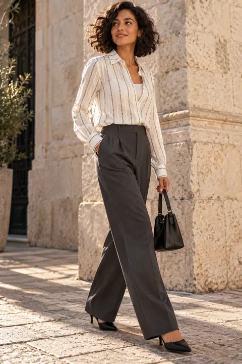 AI garment concept: Letter-stripe blouse · ZW-P4322 using ZW-P4322