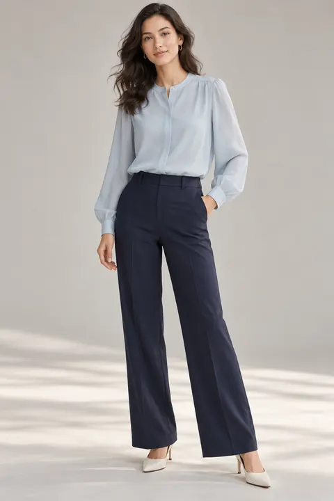 AI garment concept: Ice blue airy blouse · ZW-W3577 using ZW-W3577