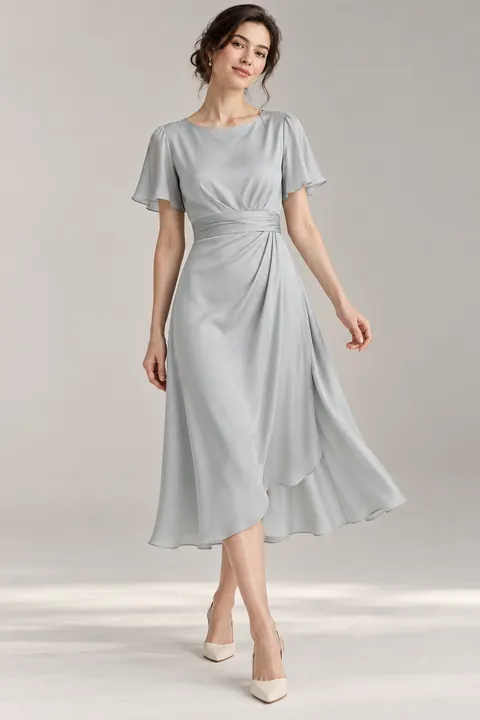 AI garment concept: Sage silk midi dress · ZW-W3808 using ZW-W3808