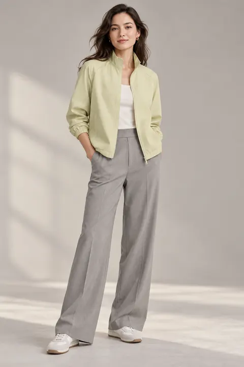 AI garment concept: Pale yellow grid jacket · ZW-W3459 using ZW-W3459