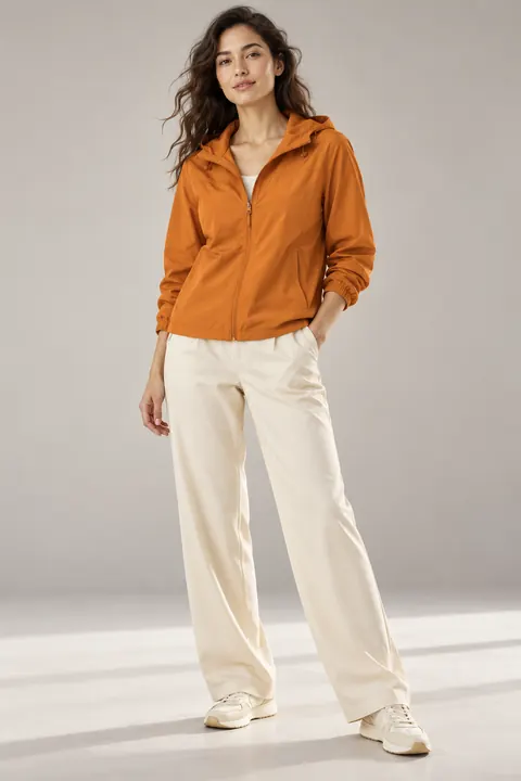 AI garment concept: Orange nylon jacket · ZW-W3495 using ZW-W3495