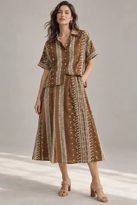 AI garment concept: Brown embroidered resort set · ZW-F2338 using ZW-F2338