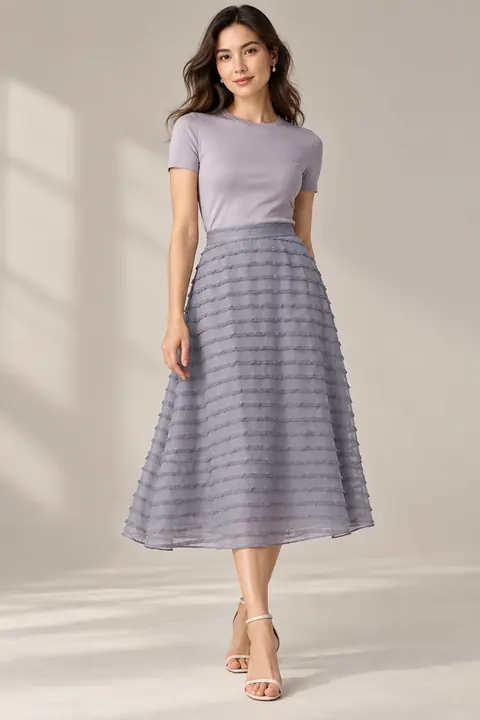 AI garment concept: Lilac layered ruffle skirt · ZW-F2384 using ZW-F2384