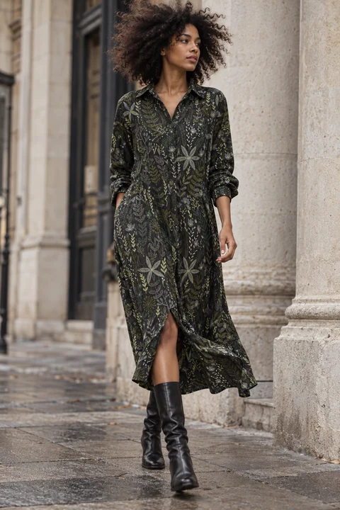 AI garment concept: Botanical street shirt dress · ZW-J2302 using ZW-J2302