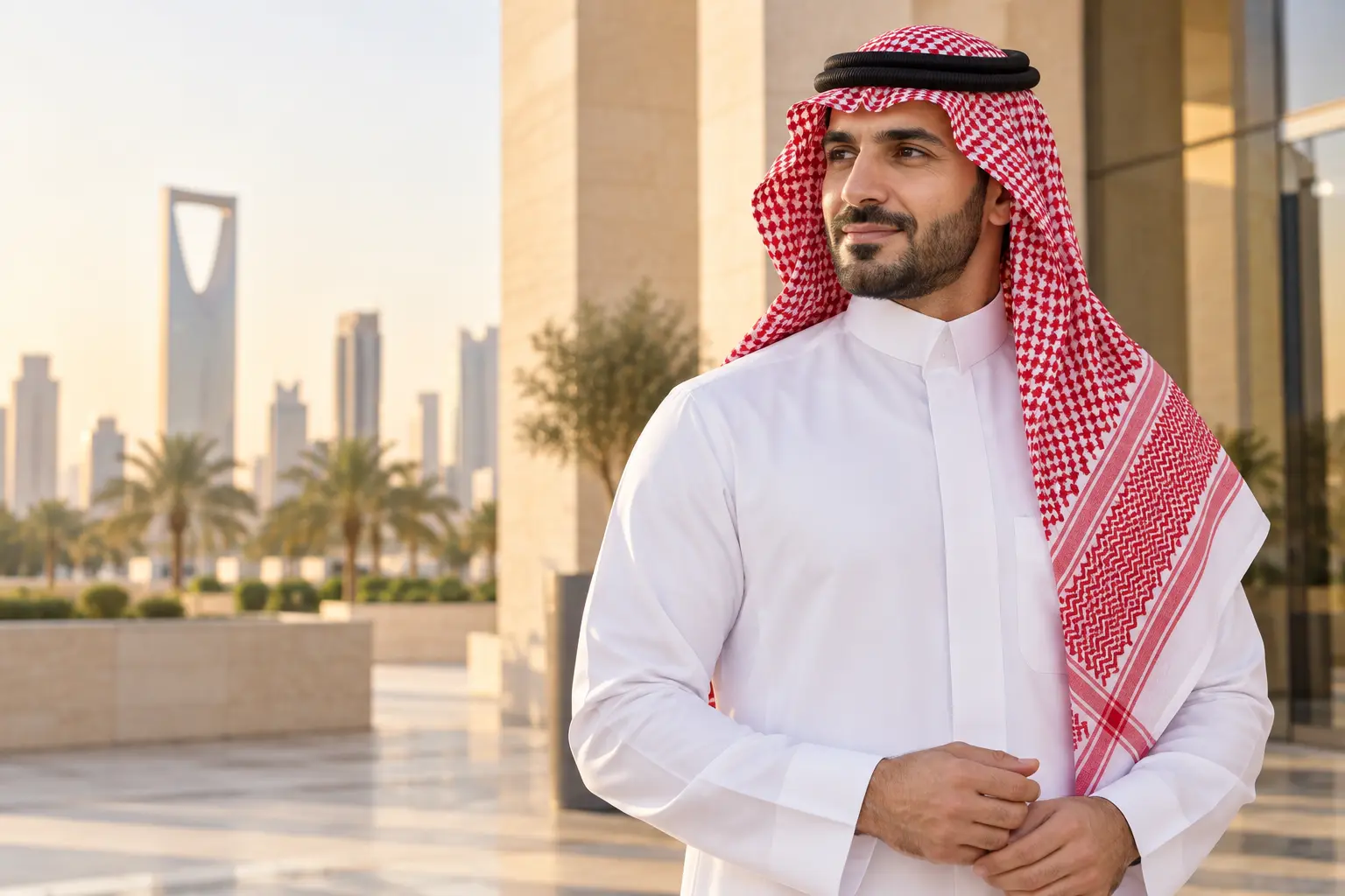 تصور لاستخدام الشماغ الأحمر والأبيض في سوق الخليج