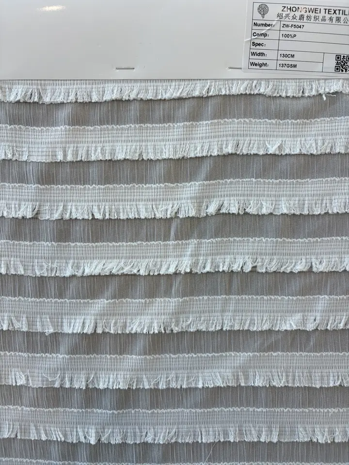 Fringed Stripe Sheer Fabric · ZW-F5047