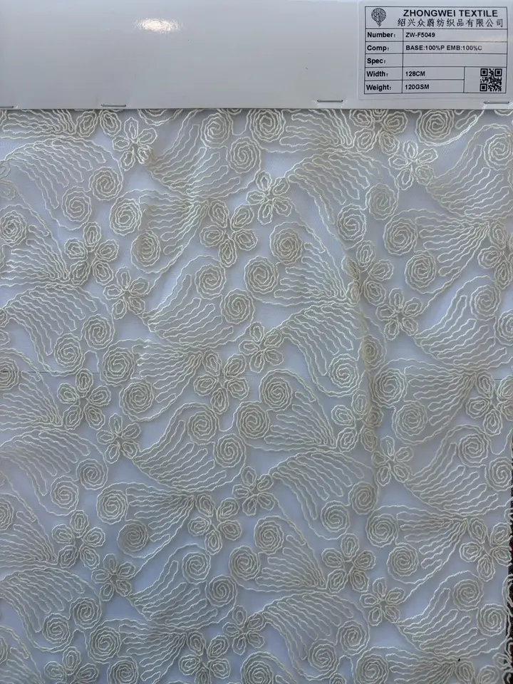 Cotton-Cord Floral Embroidered Mesh · ZW-F5049