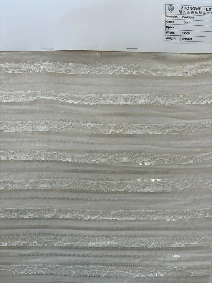 Lace-Stripe Sequin Fabric · ZW-F5051