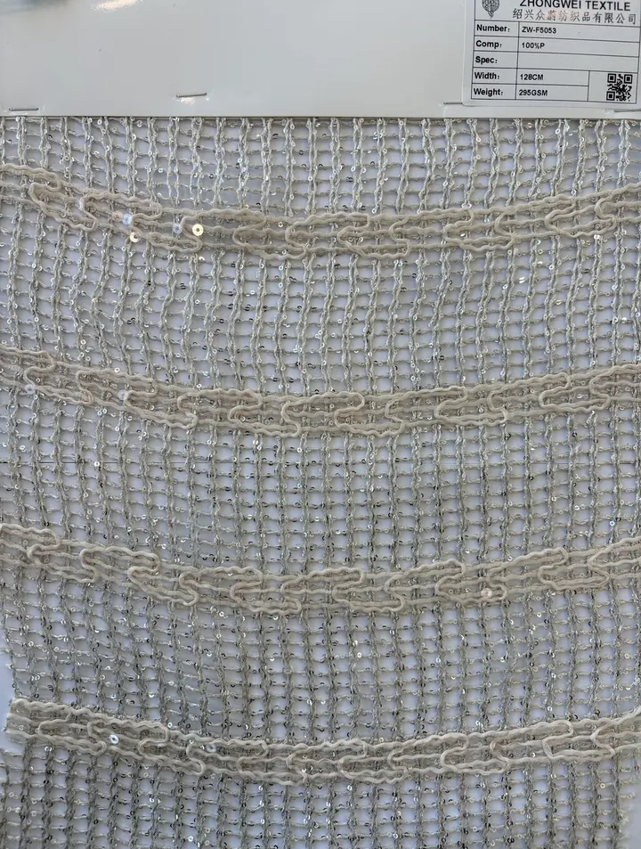 Sequin Boucle Open-Mesh Fabric · ZW-F5053