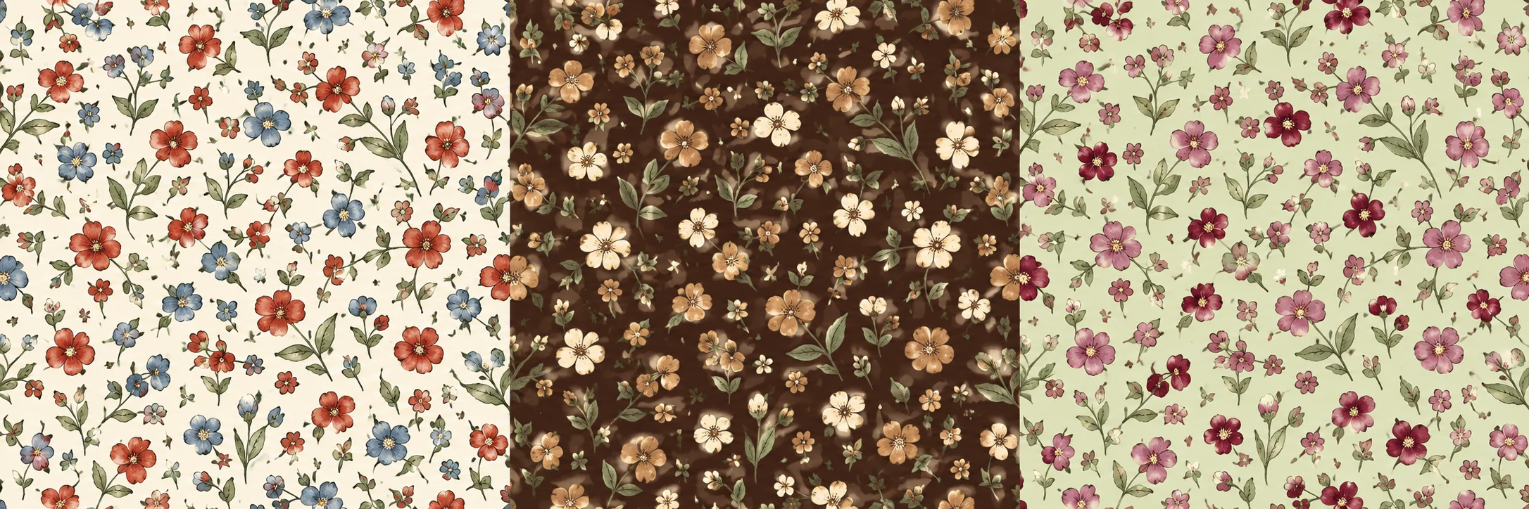 Vintage ditsy flowers · AI design · physical trial pending